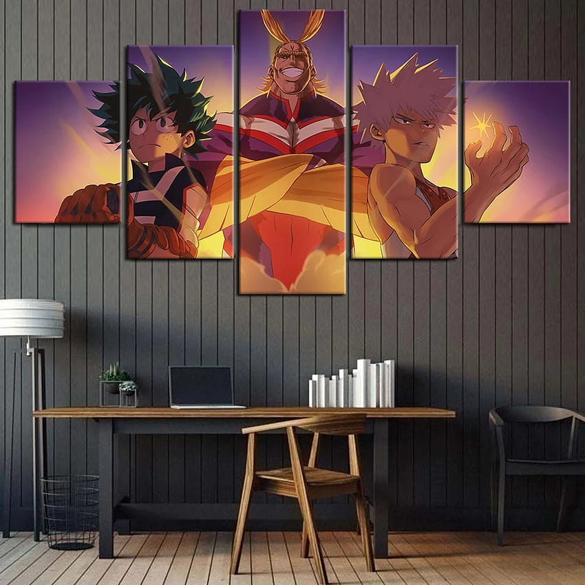 Desktop   5 Pieces Anime Poster My Hero Academia Canvas Painting Paint By Numbers Wall Art Stickers Room Decor Murals Gifts 