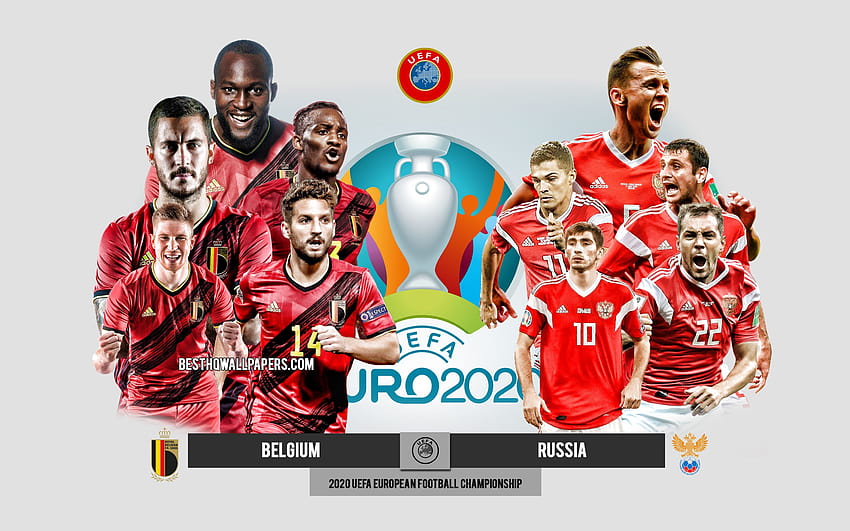 Belgium vs Russia, UEFA Euro 2020, Preview, promotional materials, football players, Euro 2020, football match, Russia national football team, Belgium national football team with resolution 2880x1800. High Quality HD wallpaper