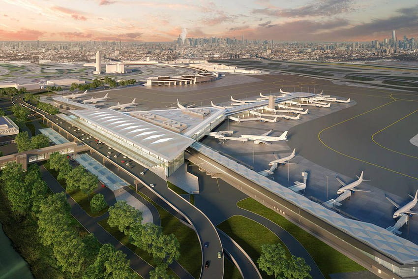 Schauen Sie sich zuerst den neuen 1,4 Milliarden US-Dollar teuren Flughafen Newark Liberty International Airport an HD-Hintergrundbild