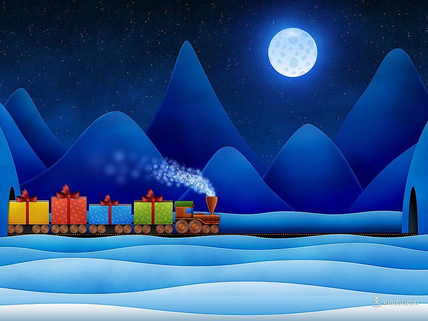 Christmas Train by VladStudio. Aviable in al kind of HD wallpaper