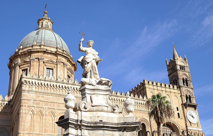 Italy, Cathedral, Sicily, Palermo HD wallpaper