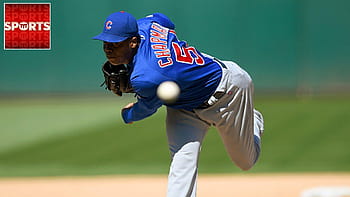 File:Cubs reliever Aroldis Chapman delivers a pitch in the eighth inning.  (30092485824) (cropped).jpg - Wikimedia Commons