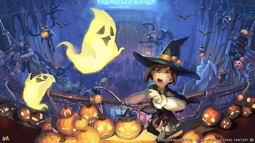 5069038 / 1920x1080 Halloween, Girl, Pumpkin, Witch, Ghost JPG HD wallpaper