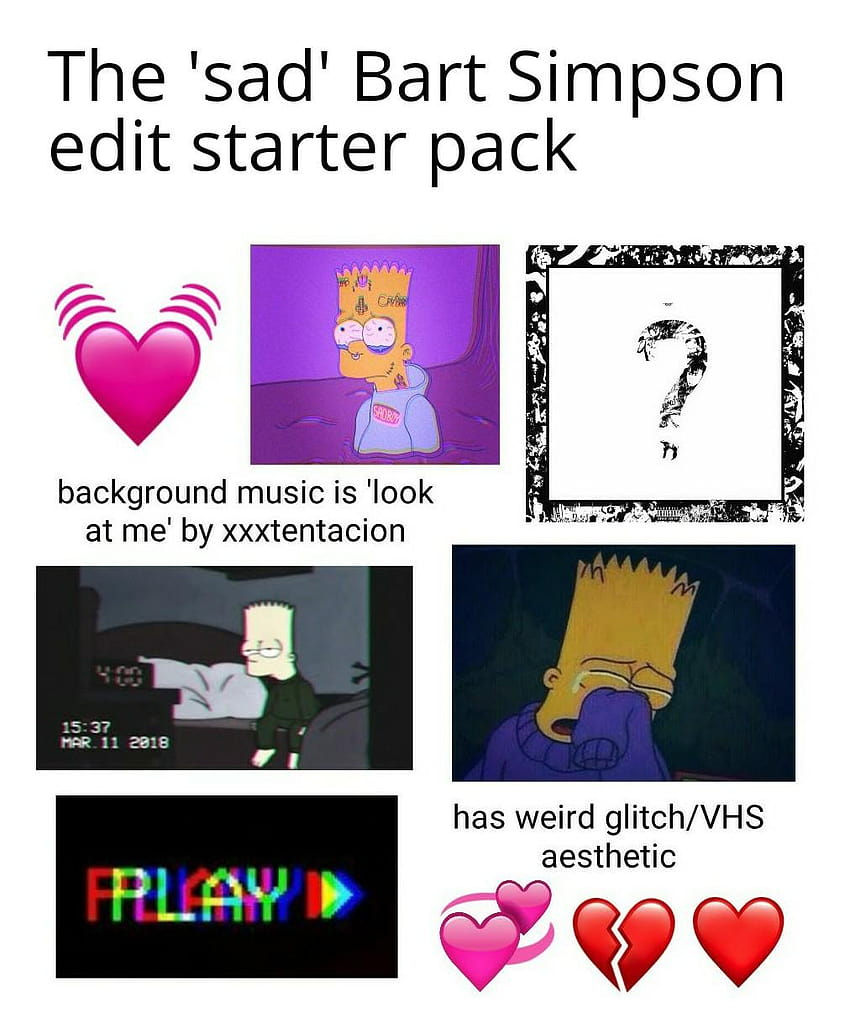 The 'sad' Bart Simpson edit starter pack. : starterpacks, aesthetic sad depression cartoon character HD phone wallpaper