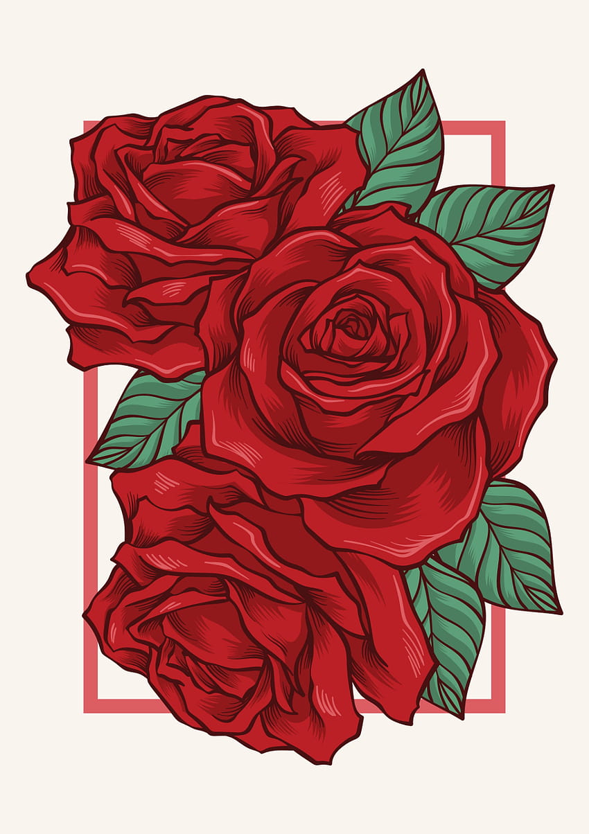 Roses Print, Floral Print, Floral Wall Art, handdrawn Wall Art, Floral Decor watercolor red Roses Print,R… in 2020 HD phone wallpaper