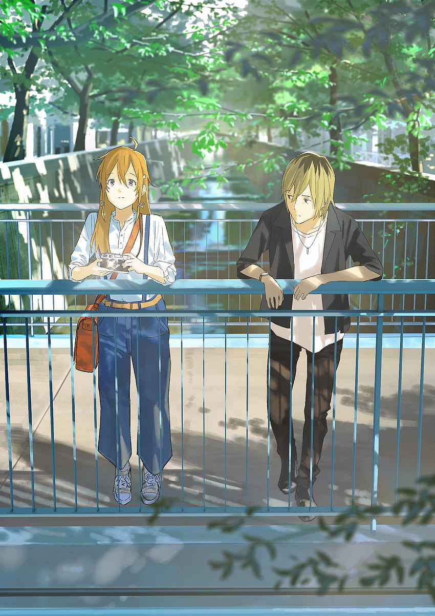 Sepotong Kehidupan, Pasangan Anime, Jembatan, Perjalanan, anime sepotong kehidupan wallpaper ponsel HD