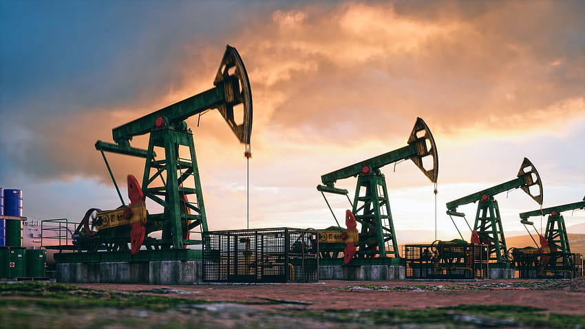 石油は供給不足で上昇、ロシアの原油に対するEUの禁止の見通し、石油ポンプ 高画質の壁紙