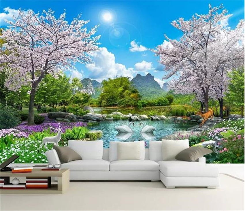 Benutzerdefinierte beliebige Größe 3D Xanadu Dreamland Wonderland Landschaftsmalerei Hintergründe Wanddekoration Wand HD-Hintergrundbild