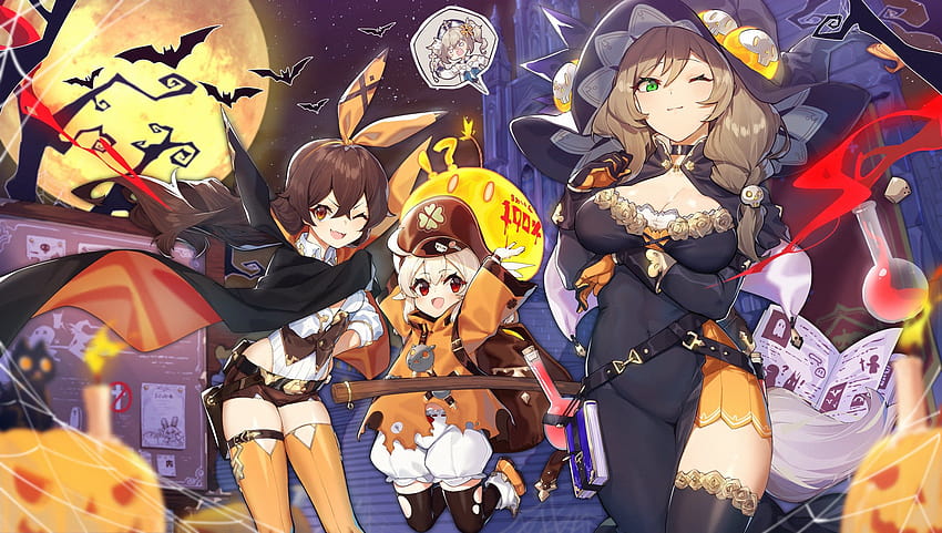 Halloween [Genshin Impact] 2440x381 : Anime HD wallpaper