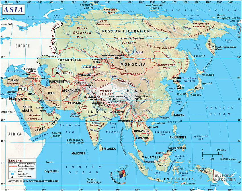 국가별 아시아 지도, 클릭 가능한 아시아 국가 지도, 아시아 지도 HD 월페이퍼