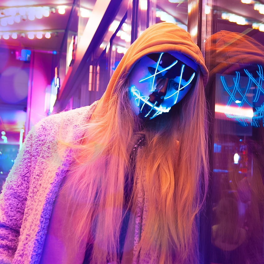 resolution neon : December 2012, aesthetic masked girls HD phone wallpaper