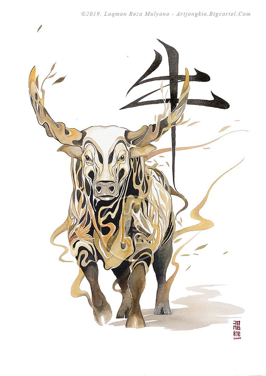 Tato zodiak Cina, minat meng binatang, tahun lembu wallpaper ponsel HD