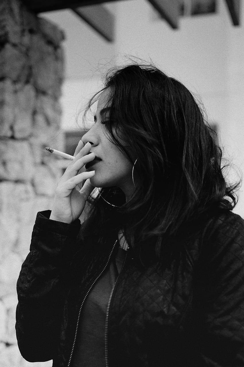 Woman Smoking in Grayscale · Stock, black and white smoking girl HD phone wallpaper