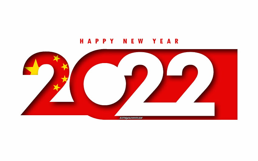 Happy New Year 2022 China, white background, China 2022, China 2022 New Year, 2022 concepts, China, Flag of China with resolution 2880x1800. High Quality, 2022 chinese HD wallpaper