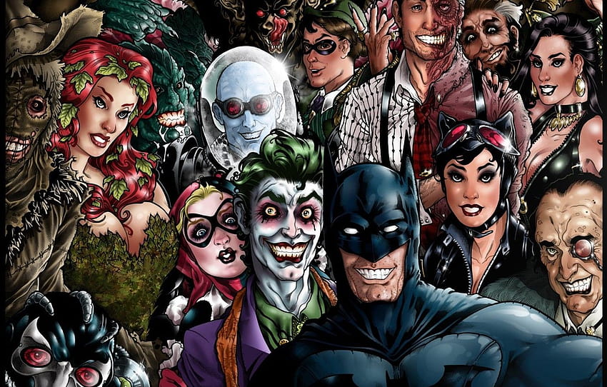 Art, Batman, Joker, DC Comics, Catwoman, Harley Quinn, Poison Ivy, Selfie, section фантастика, harley quinn catwoman et sumac vénéneux Fond d'écran HD