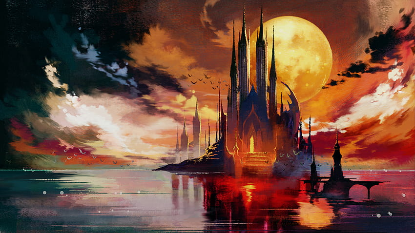 Enhanced Castle Edition Update : Bloodstained, orange moonlight HD wallpaper
