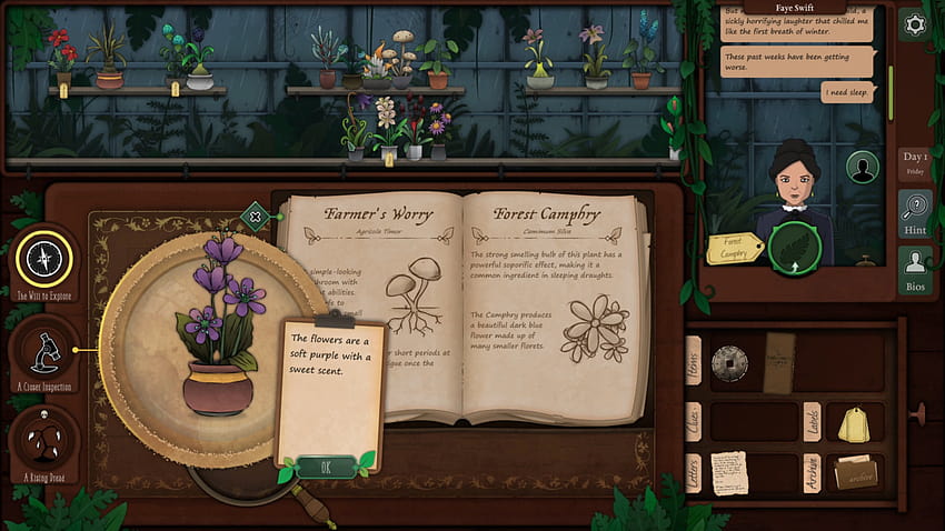 Станете детектив по растенията в тази пъзел игра за магазин за окултна ботаника следващата седмица, странна градинарство HD тапет