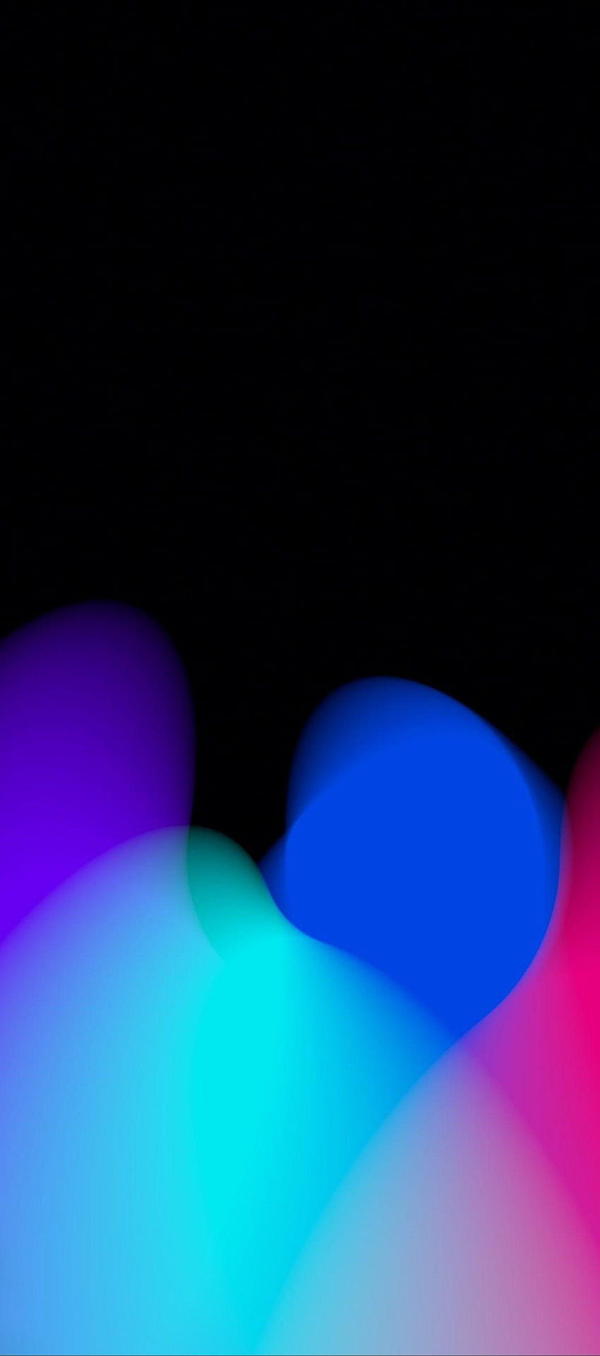 iOS 11, iPhone X, 검은색, 빨간색, 보라색, 파란색, 깨끗하고 단순하고 추상적이며 파란색과 빨간색 조명 HD 전화 배경 화면