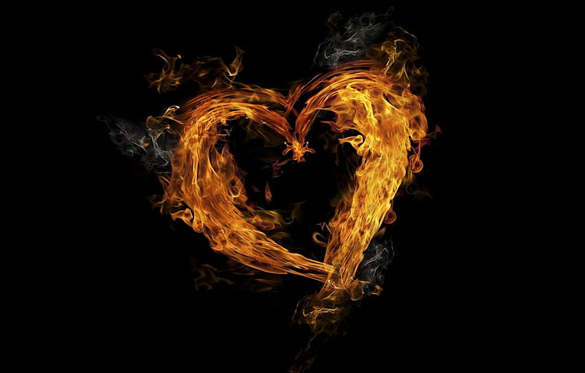 background, fire, flame ...goodfon, burning heart HD wallpaper