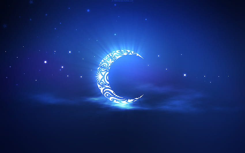 Shining Ramadan Moon, glowing moon HD wallpaper