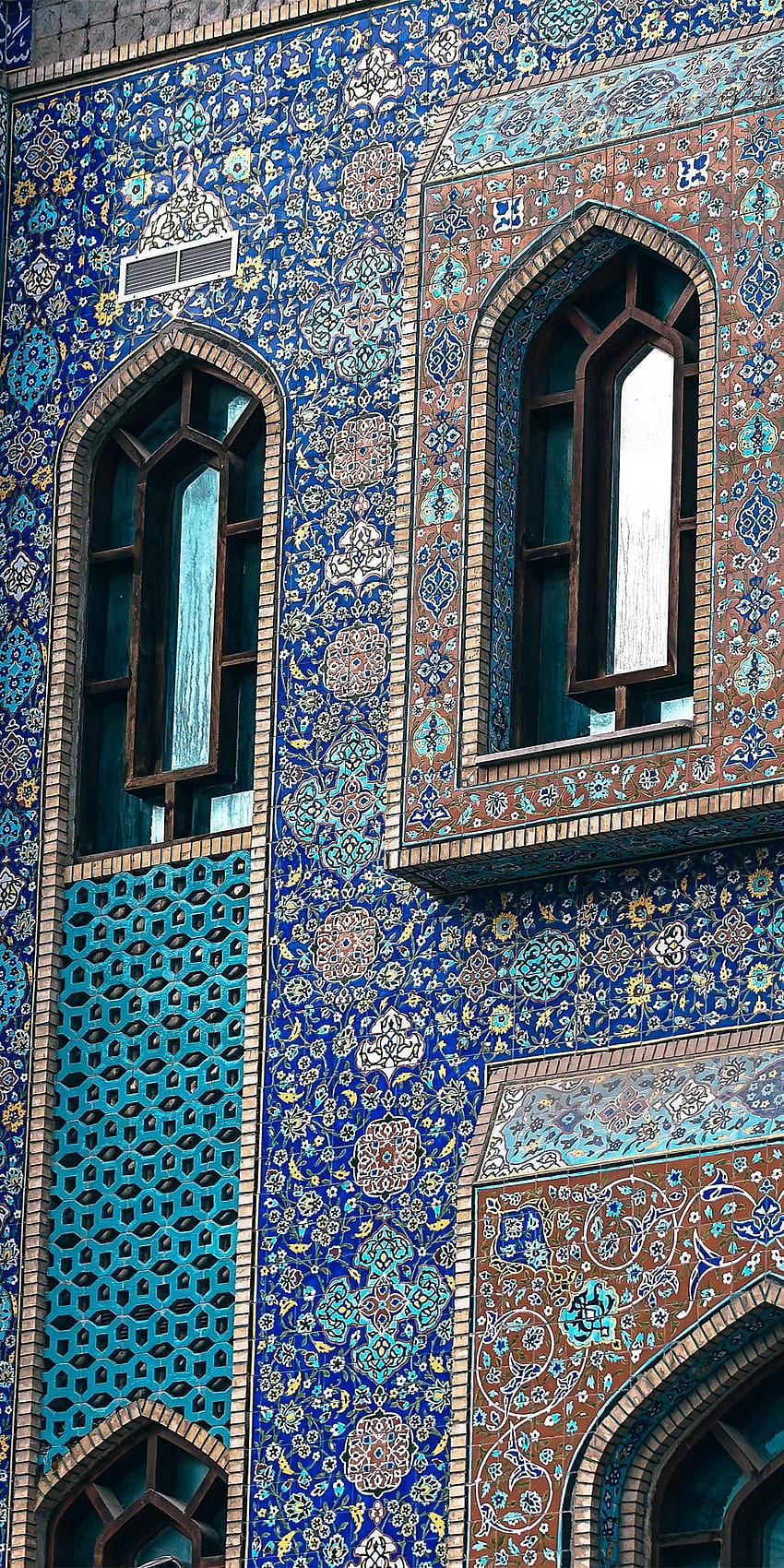 Mezquita iraní Dubai Smartphone, azul persa fondo de pantalla del teléfono