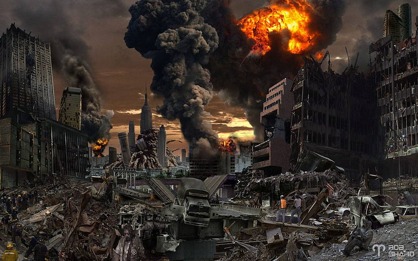 7 Destroyed City Backgrounds, anime destruction city HD wallpaper