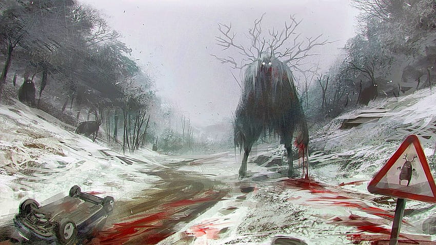 Arte oscura opera d'arte fantasia artistico originale horror psichedelico malvagio raccapricciante spaventoso spettrale halloween, malvagio inverno oscuro Sfondo HD