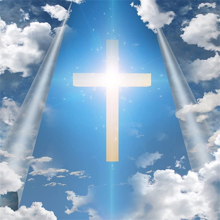 AOFOTO 10x10ft Christian Cross Appears Bright in Sky Backdrop Jesus Christ graphy Backgrounds Our Lord Resurrection Religious Lent Holy Week Passion Heaven Easter Studio Props : Home & Kitchen HD phone wallpaper