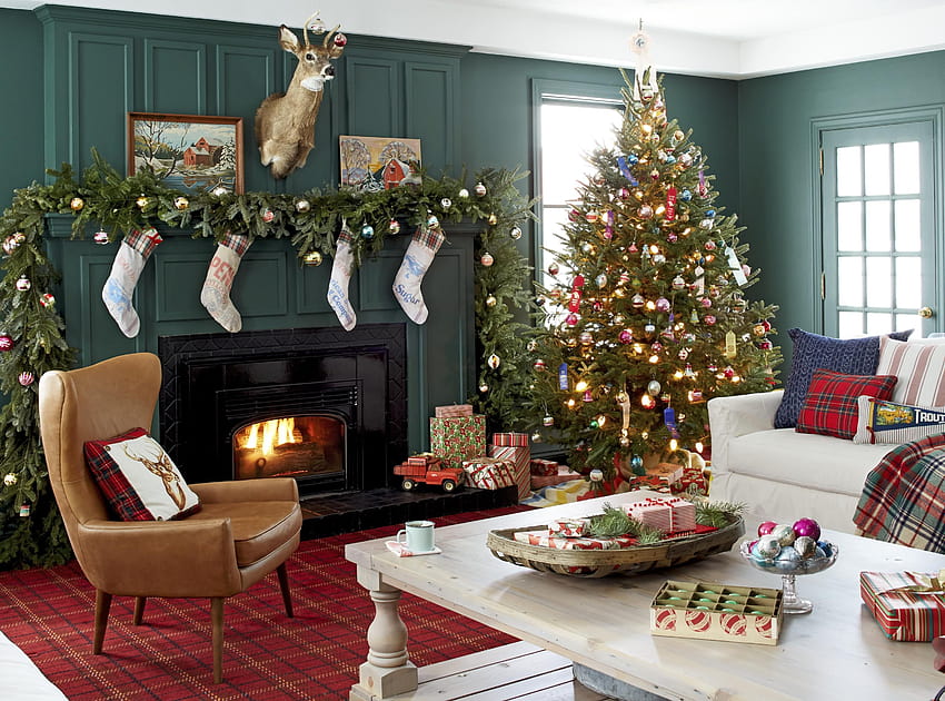 31 Farmhouse Christmas Decorating Ideas, cozy rustic christmas HD wallpaper