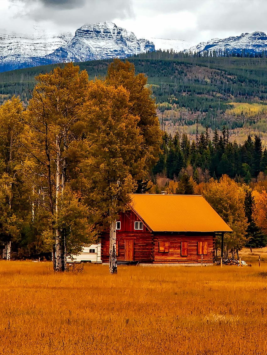 Autumn Country Side Cottage Pure Ultra, cabaña de otoño fondo de pantalla del teléfono
