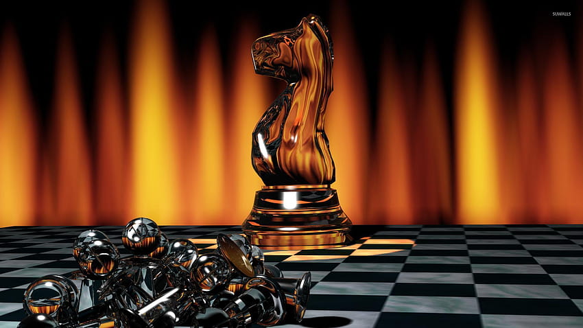 Glass chess figures HD wallpaper