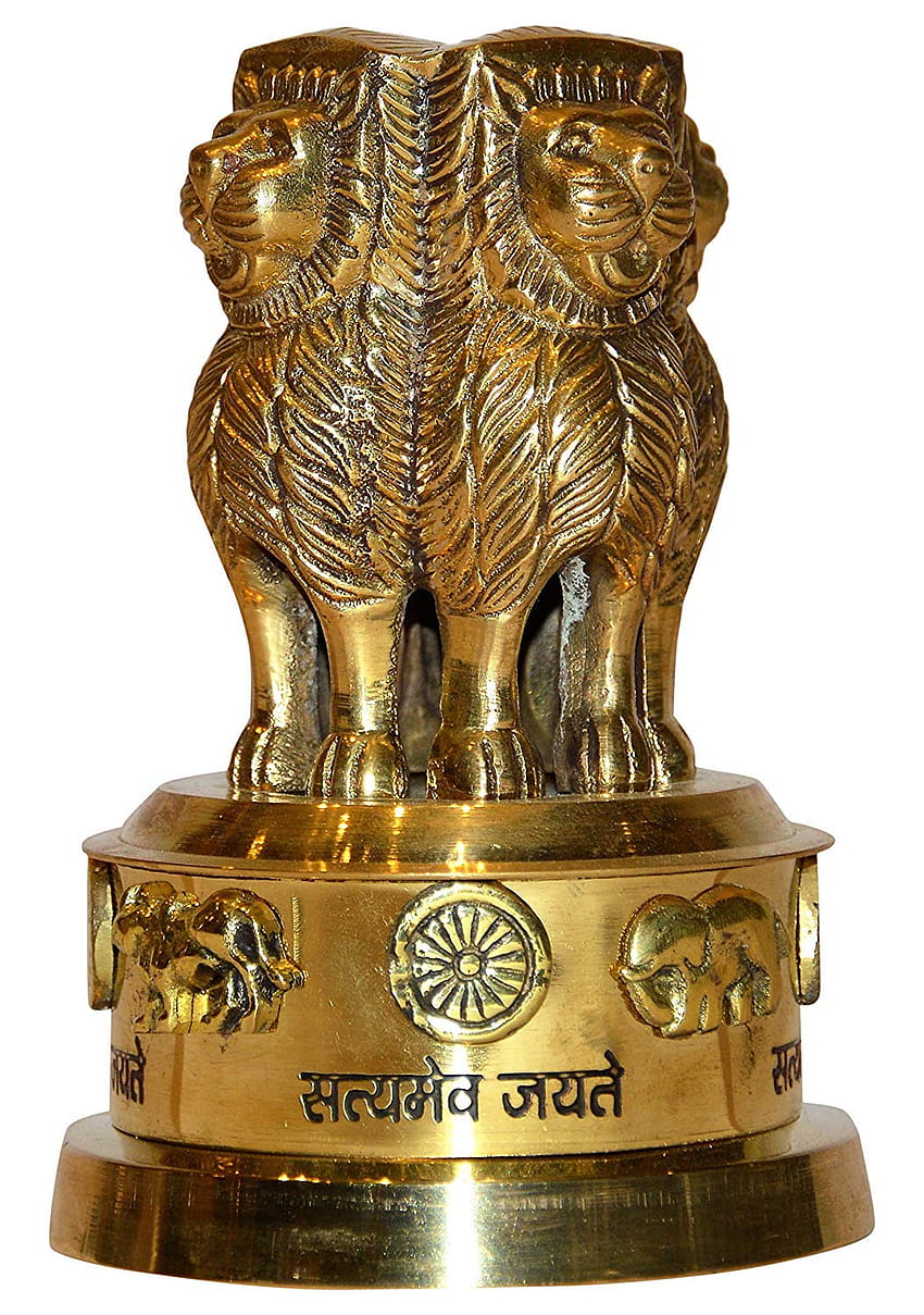 Beli ARTVARKO™ Brass Ashoka Pillar Indian Emblem Four Lions Satyamev Jayete National Flag Ebelled Desk Paper Weight Showpiece Dekoratif Tinggi 8 cm 220 Gm Online dengan Harga Murah di India, ashoka stambh wallpaper ponsel HD