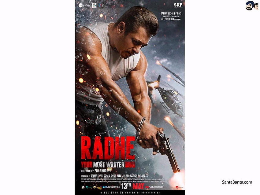 Salman Khan dalam poster film Bollywood berikutnya sebagai `Radhe Your Most Wanted Bhai`, salman khan radhe Wallpaper HD