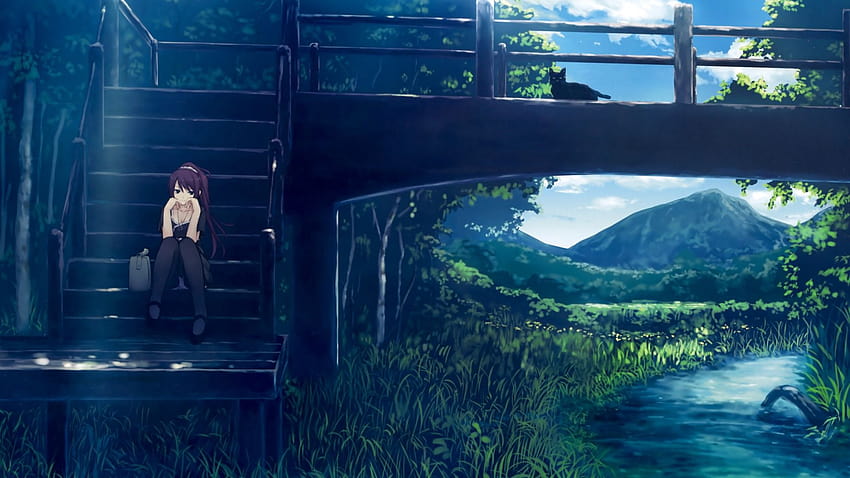Lonely Girl, anime girl sitting alone HD wallpaper | Pxfuel