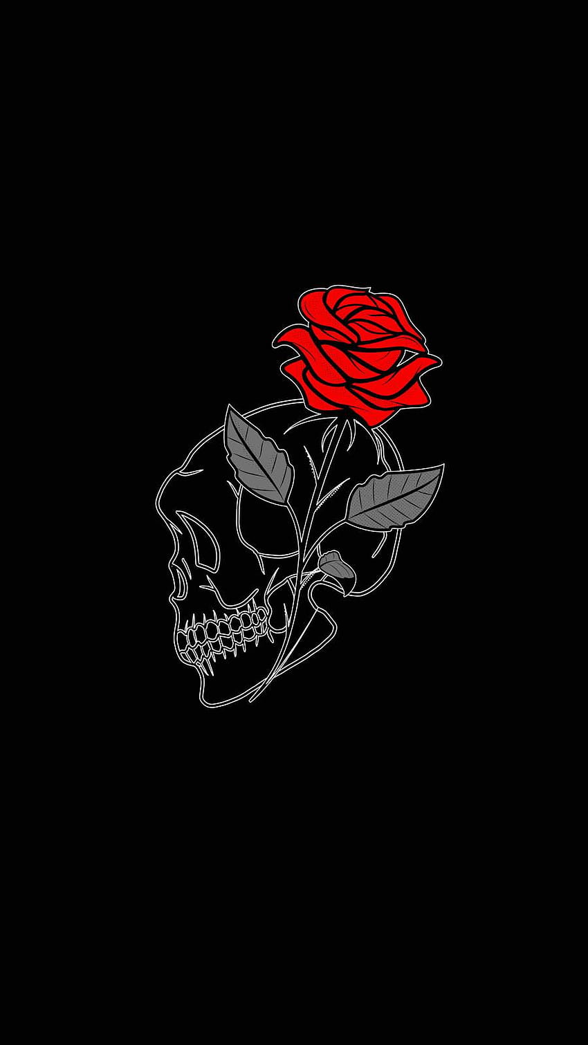 Rose Skull IPhone, skull with roses HD phone wallpaper