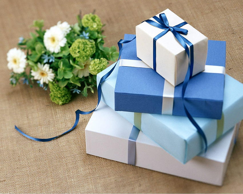 Romantic Blue Gift, presents HD wallpaper