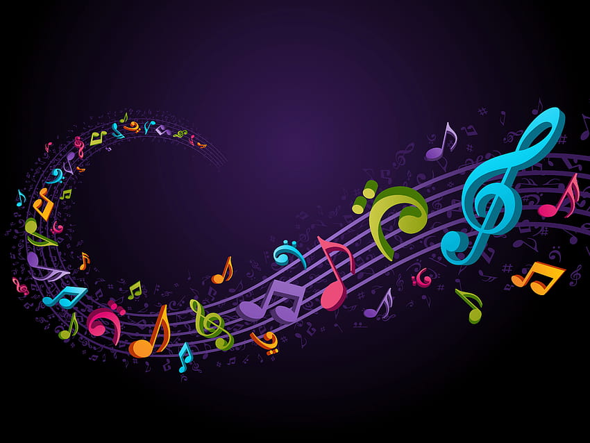 Kolorowa muzyka pełna i tła, muzyka znak kolorowe tło Tapeta HD