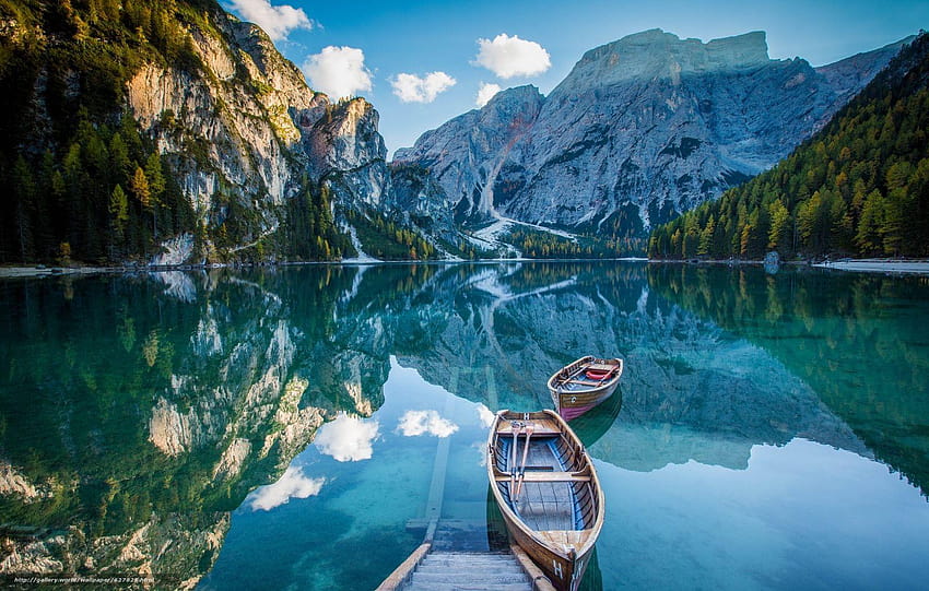 Lac de Braies, Dolomiti Italie, dolomiti del lago di Braies Sfondo HD