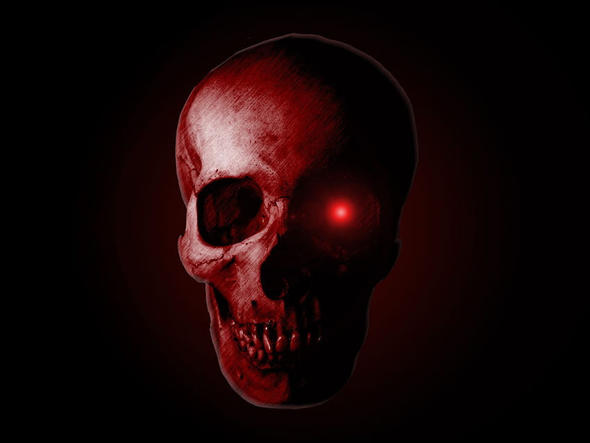 Grupo de calaveras rojas y negras, esqueleto oscuro fondo de pantalla