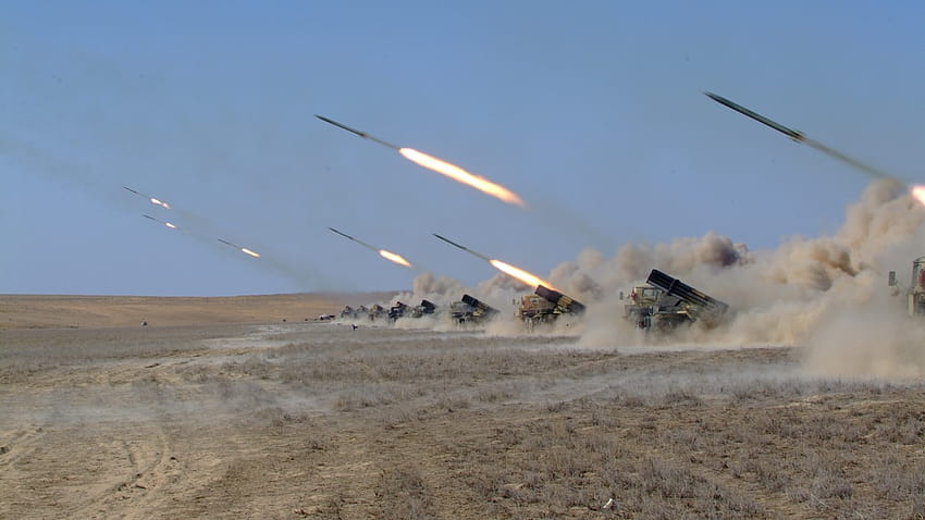 Naiza, MRL, lance-roquettes multiples, artillerie, forces armées du Kazakhstan, désert, tir, militaire, lance-grenades Fond d'écran HD