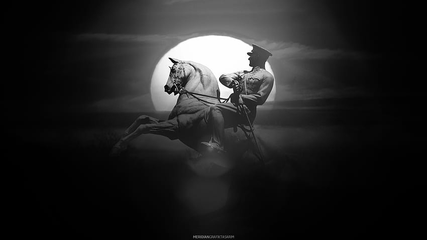 Mustafa Kemal Atatürk, Männer, Pferd, Monochrom, Mustafa Kemal Atatürk HD-Hintergrundbild