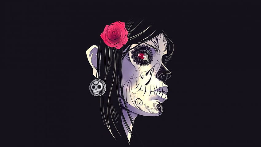 Dia De Los Muertos Day of the Dead Face Flower Black gothic skull, dia de muertos HD wallpaper