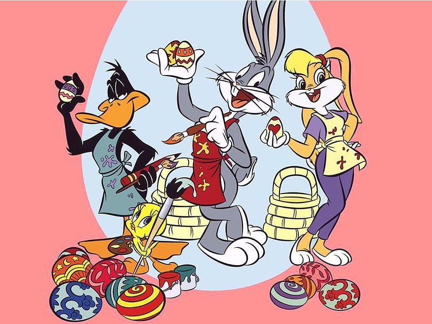 Kolorowanki Easter Eggs Królik Bugs i Lola Bunny Kreskówka Looney, postacie zwariowanych melodii Tapeta HD