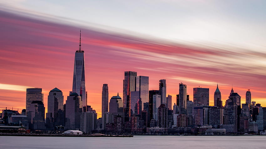 3840x2160 Matahari Terbit Di Bawah Manhattan, Kota, lanskap kota manhattan Wallpaper HD
