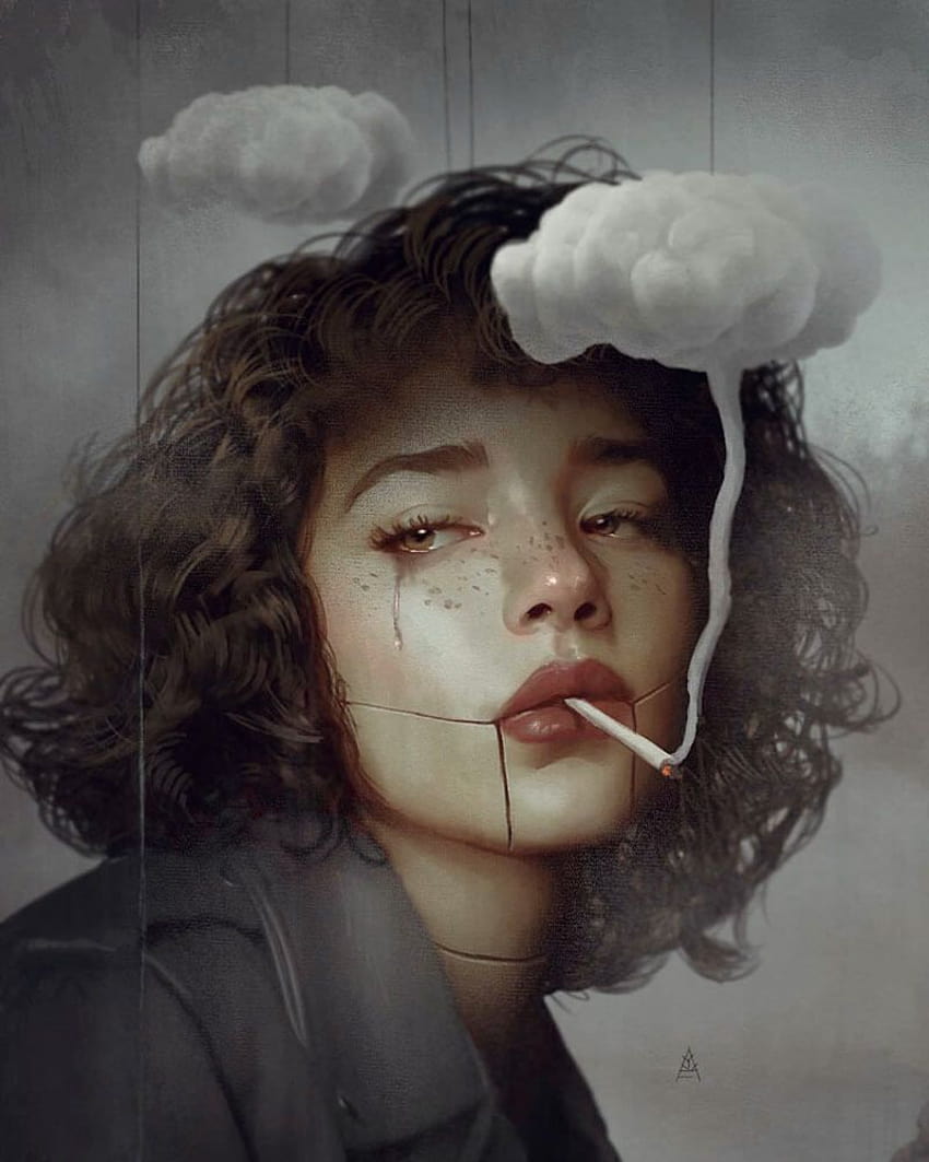 sad girls smoke a lot, sad girl smoking HD phone wallpaper