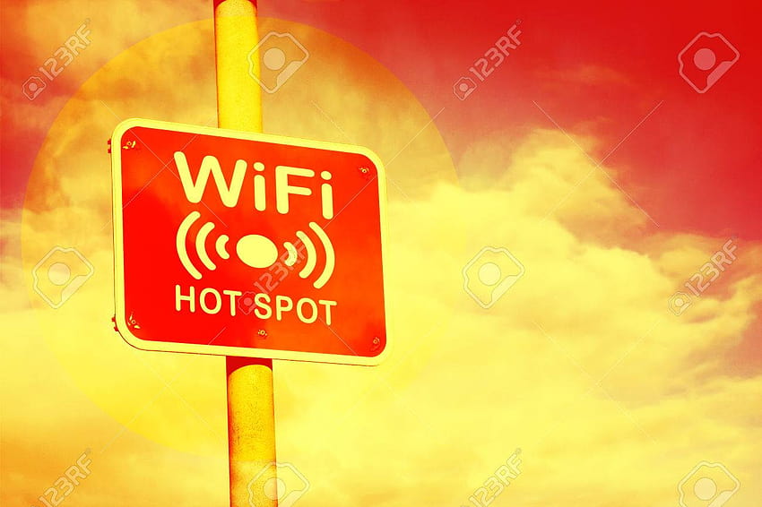 Wifi Hotspot Sign Against A Hot Red And Yellow Backgrounds Stock [1300x866] for your , Mobile & Tablet HD wallpaper