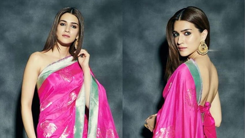 Kriti Sanon's magenta silk saree is a perfect option for your bestie's wedding, kriti sanon saree HD wallpaper