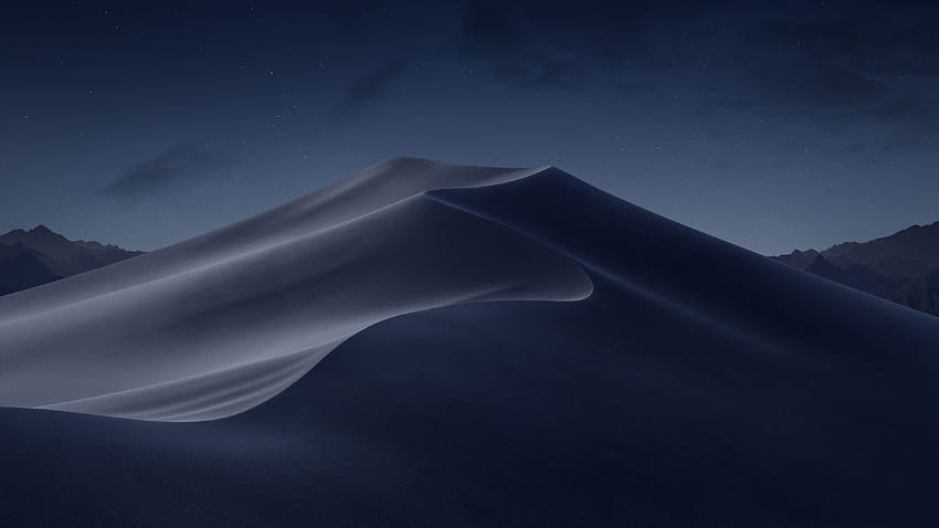 : blue landscape, night sky, desert, dune, starry sky, sand dune, blue sand HD wallpaper