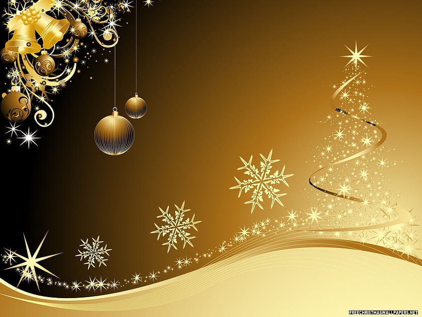 Goldweihnachten, goldener Weihnachtsbaum HD-Hintergrundbild