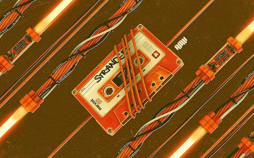 orange, Cassette, Retro, Electronics / and Mobile Backgrounds, orange theme HD wallpaper